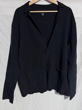 Banana Republic black organic cotton knit blazer cardigan Size Large